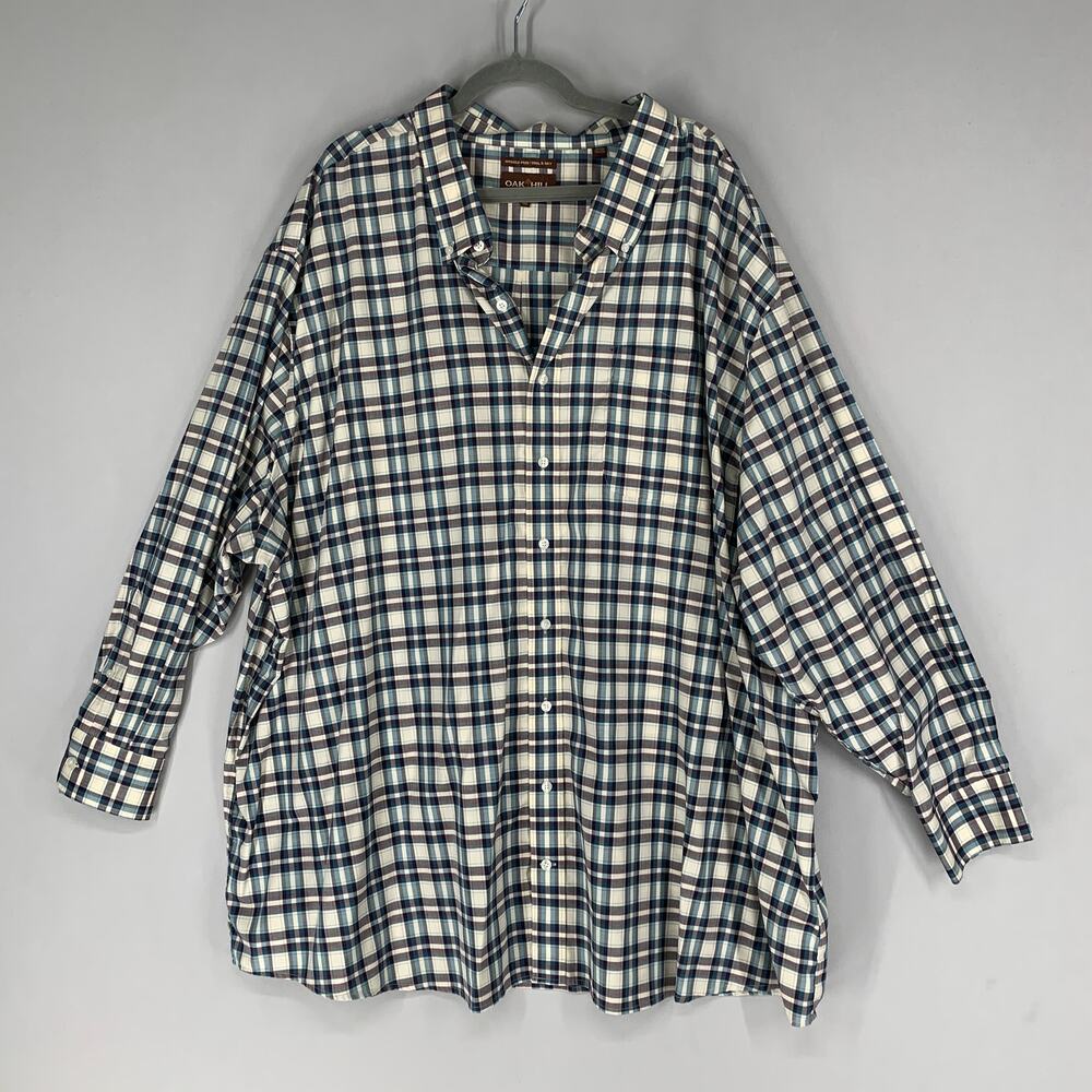 Oak Hill Men Shirt 5XL Blue Purple plaid full Button up Long Sleeve Collared